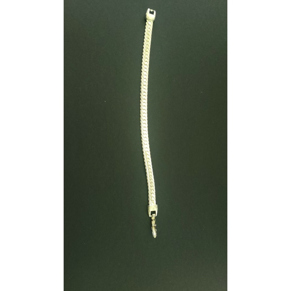 Vintage Gold Tone Herringbone Chain Bracelet 7in 6.2mm Flat Link Box Clasp